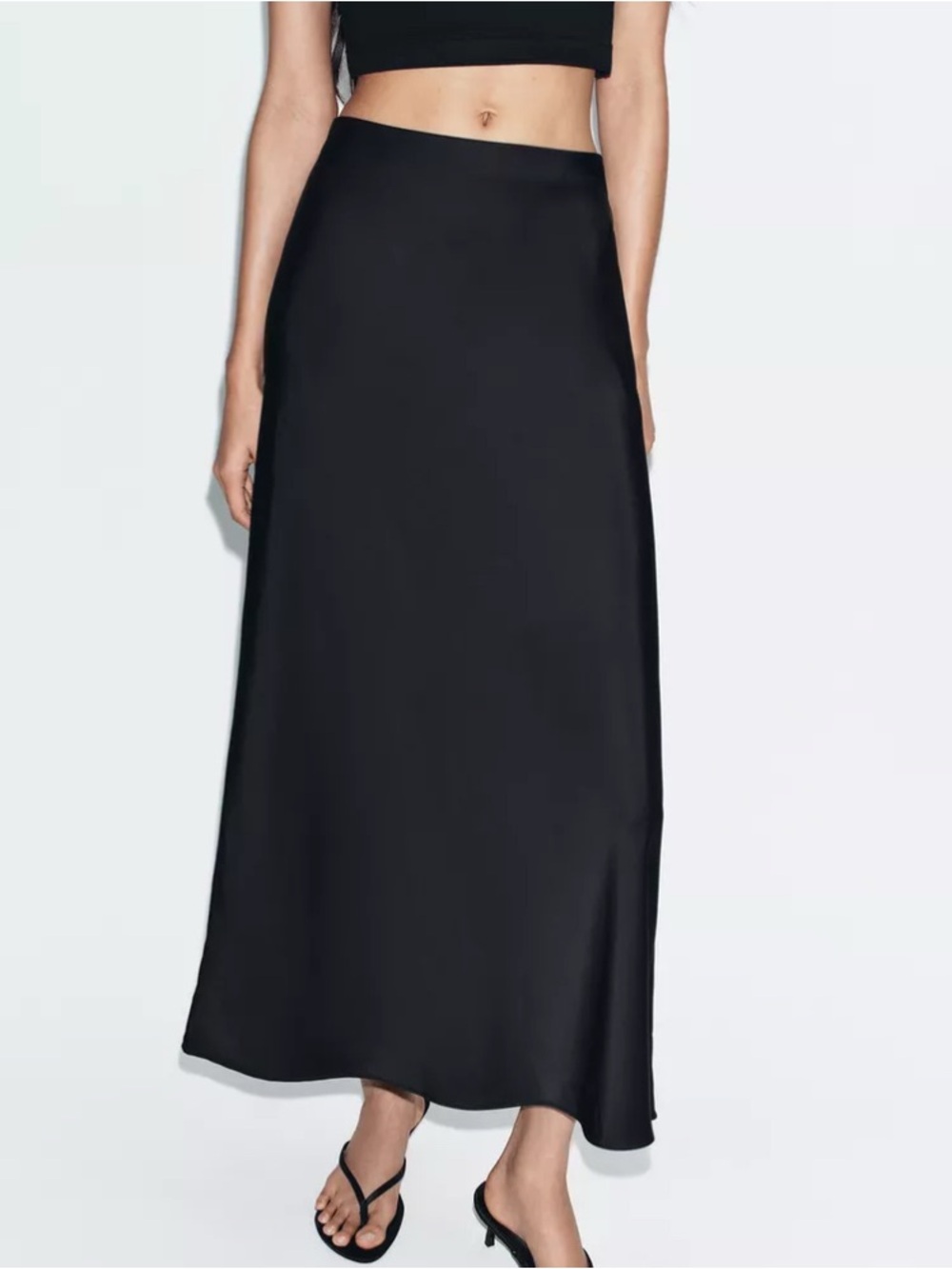 Black Women's A-Line Midi Skirt